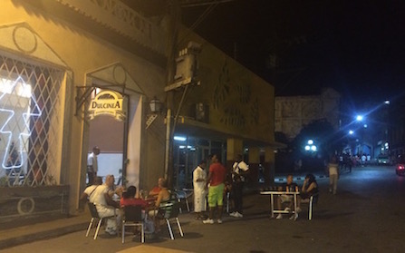 Outside the pastry shop